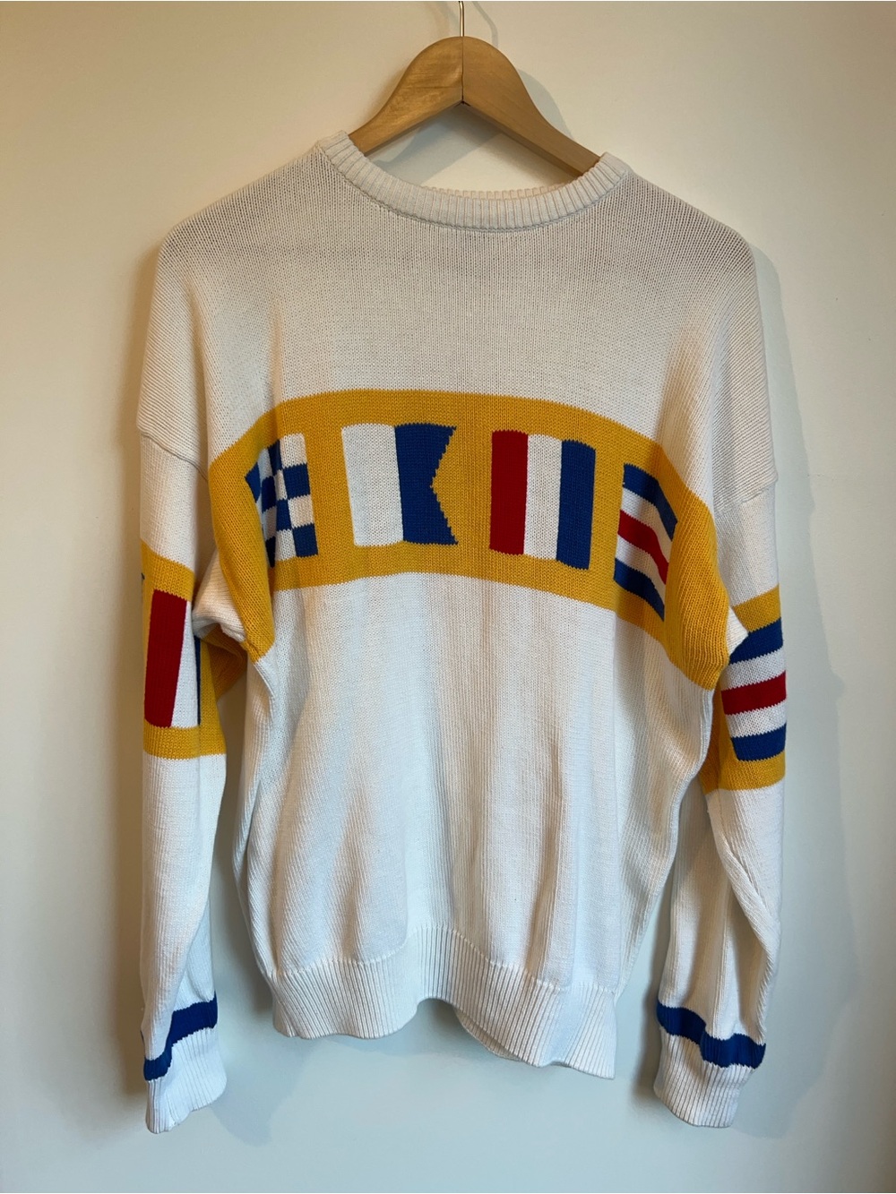 North Atlantic Trading Co. Vintage Nautical Flag Knit Sweater M/L - Picture 3 of 11
